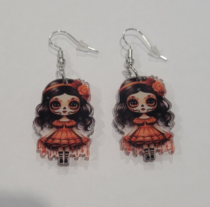 BOUCLES D'OREILLES POUPEE SANTA MUERTE HALLOWEEN ! NEUVE ! MODELE 7 - photo numéro 4