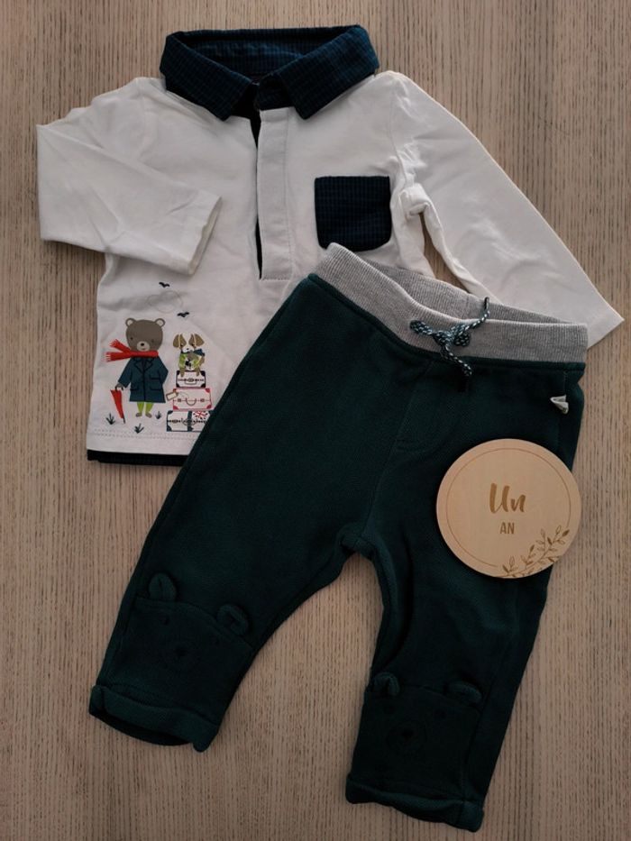 Ensemble sergent major / taille 12 mois / jogging et polo manches longues /