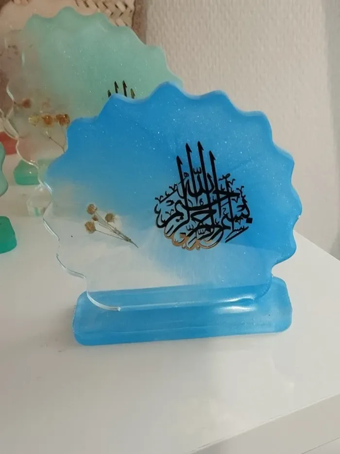 idée cadeau ornement bureau coiffeuse couvre tasse en résine et plantes naturelles abr003 - photo numéro 9