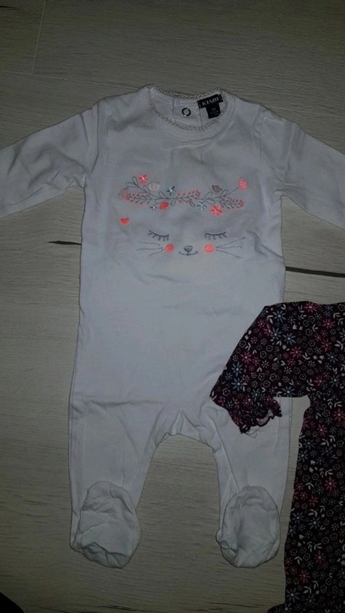 Lot de 2 pyjamas coton mi saison fille 3mois - photo numéro 3
