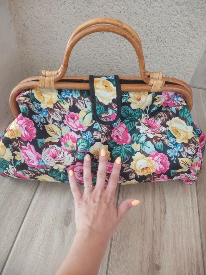 Sac fleurie anse osier - photo numéro 2