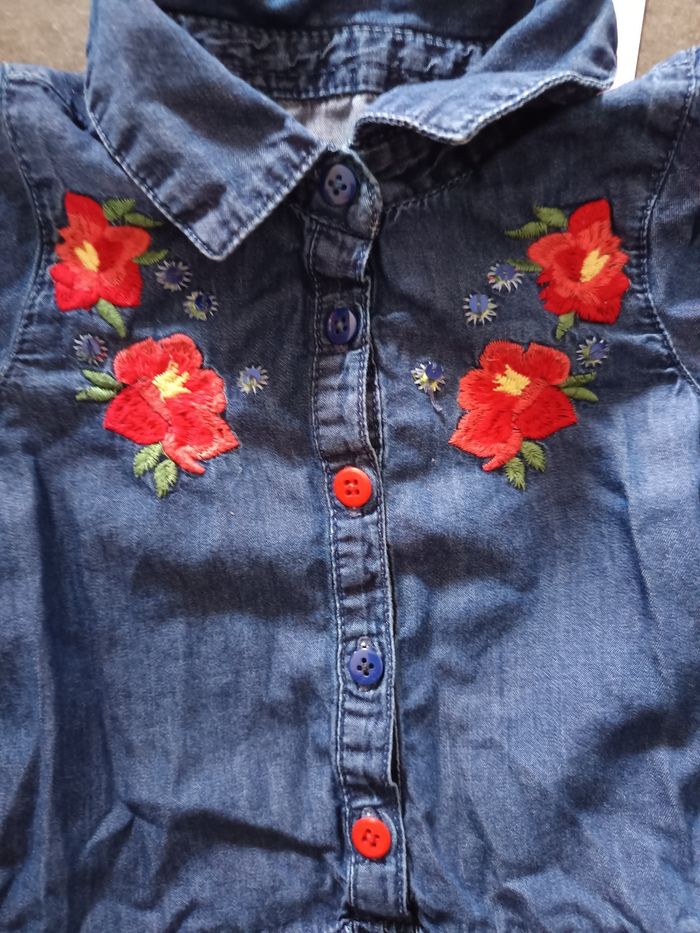 Robe effet jean fleurie 12 mois - photo numéro 3