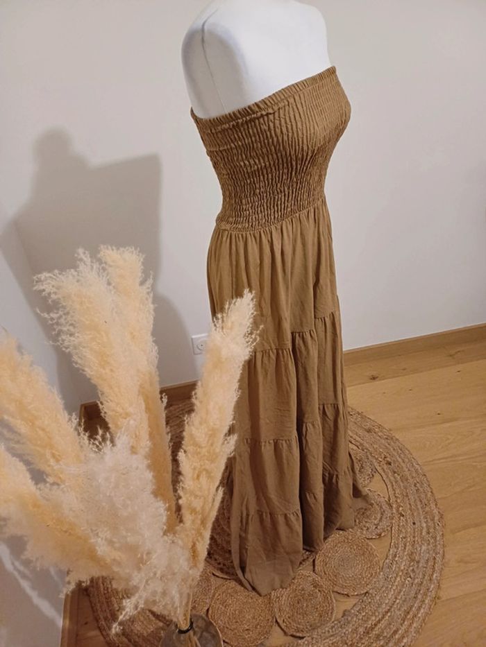 Robe longue beige smockée taille S/M/L 36/38/40 - photo numéro 4