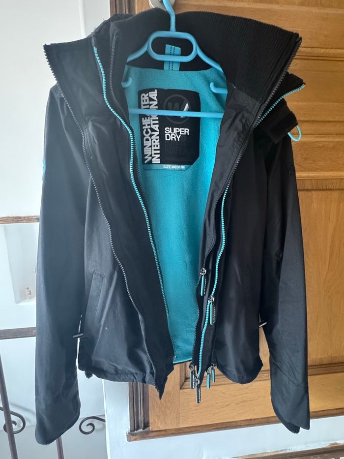 Veste Superdry Windcheater noire et turquoise - photo numéro 2