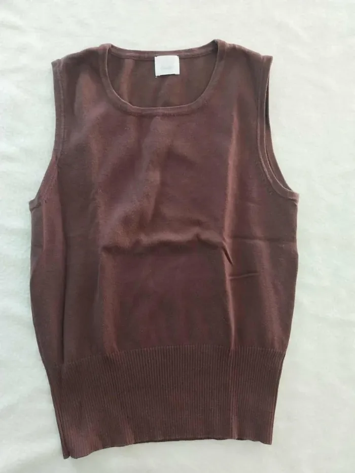 Haut / pull sans manche marron T38 - photo numéro 2