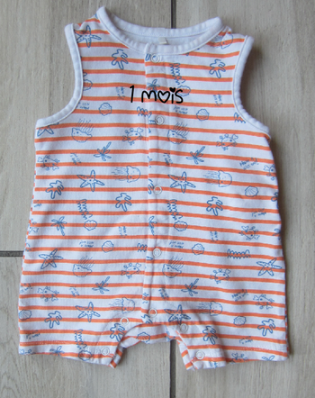 Combishort  à rayures et imprimée fantaisie pour bébé garçon Thème : "Beach Party"