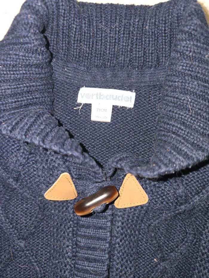 Veste et bonnet 9 mois gilet bleu marine vertbaudet - photo numéro 3