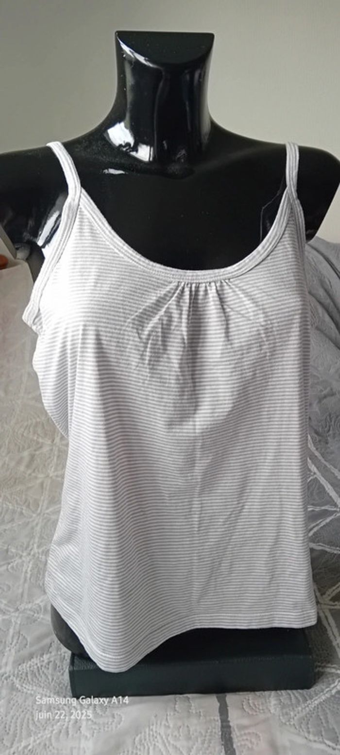Top fines bretelles à rayures gris et blanc femme XL Hampton Bays - photo numéro 2
