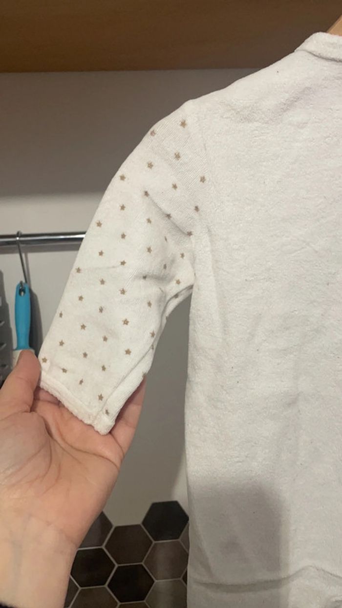 Pyjama velours blanc étoiles dorées 12 mois - photo numéro 4