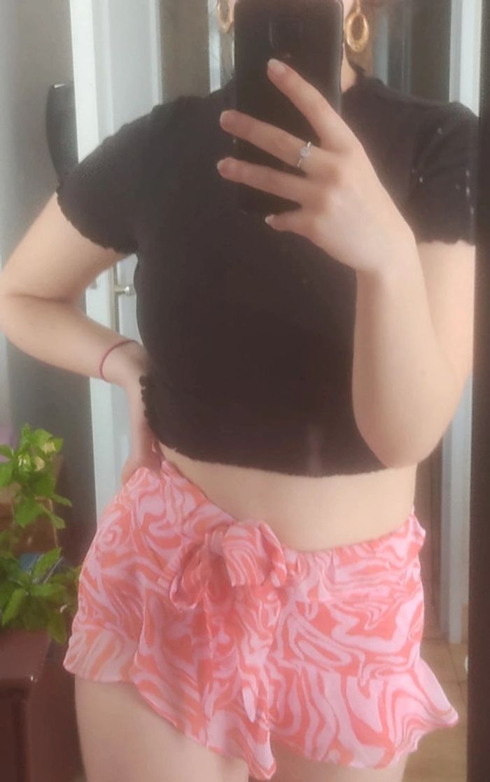 Short tie and die rose et orangé - photo numéro 2