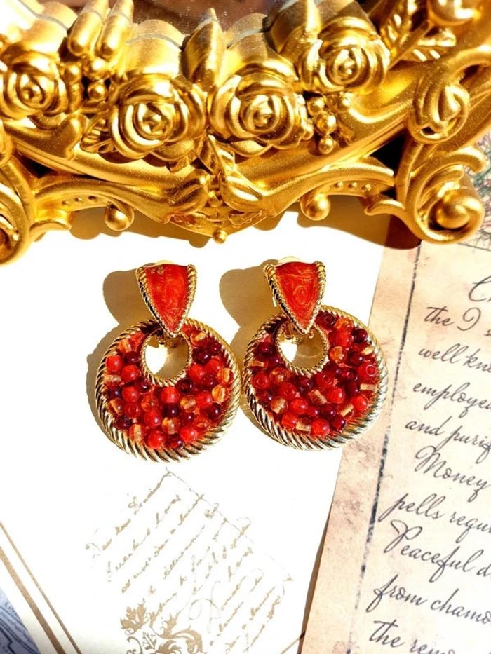 Paire de boucles d'oreilles à clip vintage 2en1 - photo numéro 6