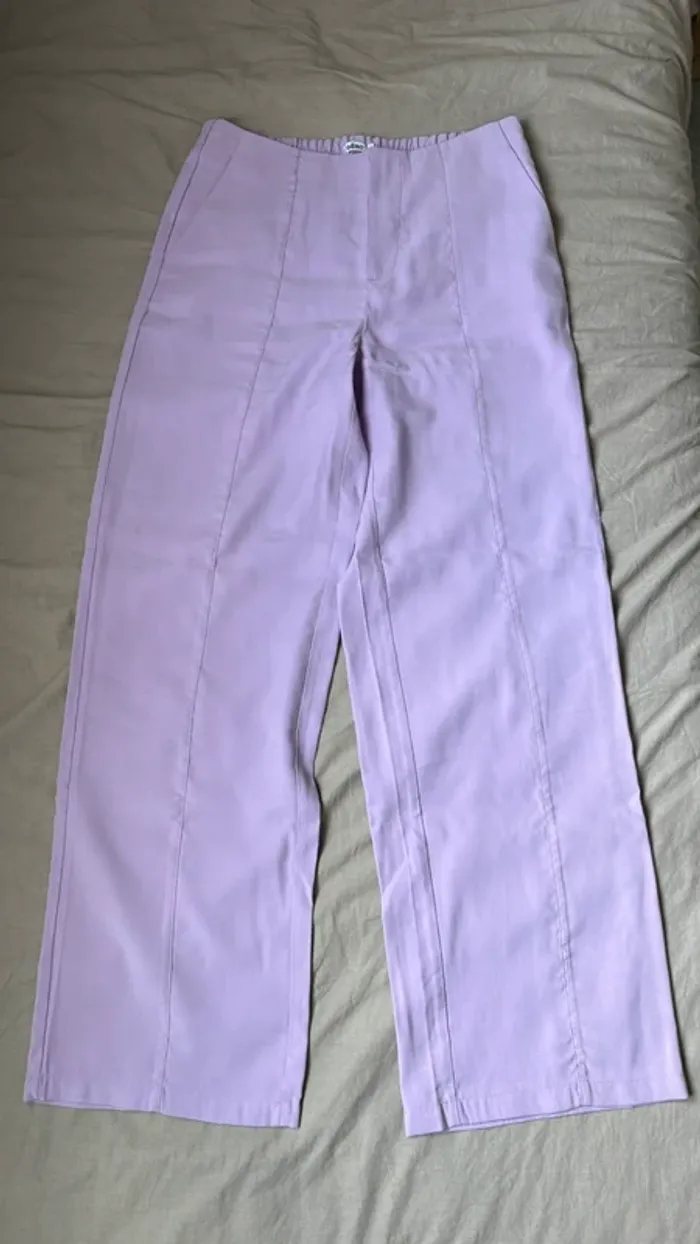 Pantalon large avec surpiqûre sur l’avant femme violet clair taille M/38 femme