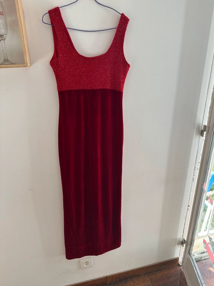 Robe rouge en velour et paillette lissa Paris