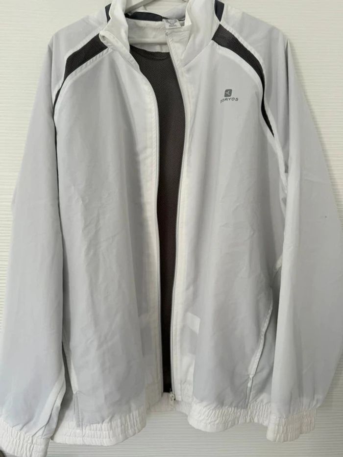 Veste survêtement sport coupe-vent blanche manches longues avec poches - photo numéro 5