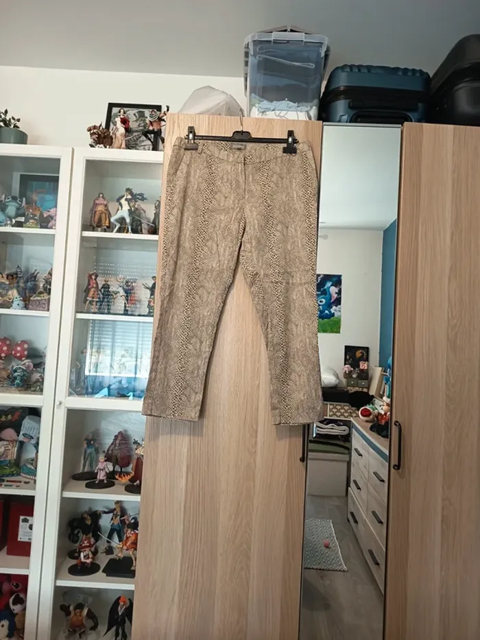Pantacourts motif serpent beige marron In Extenso - Taille XL 42 - photo numéro 2
