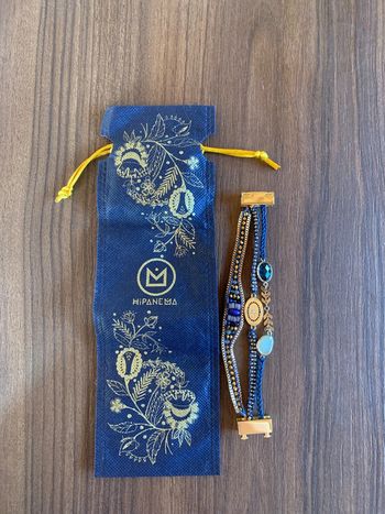 Bracelet Hipanema manchette bleu doré