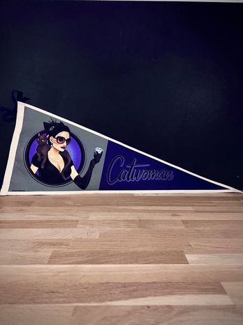 Fanion Catwoman DC Comics – Décoration vintage – 76 × 30 cm – Très bon état