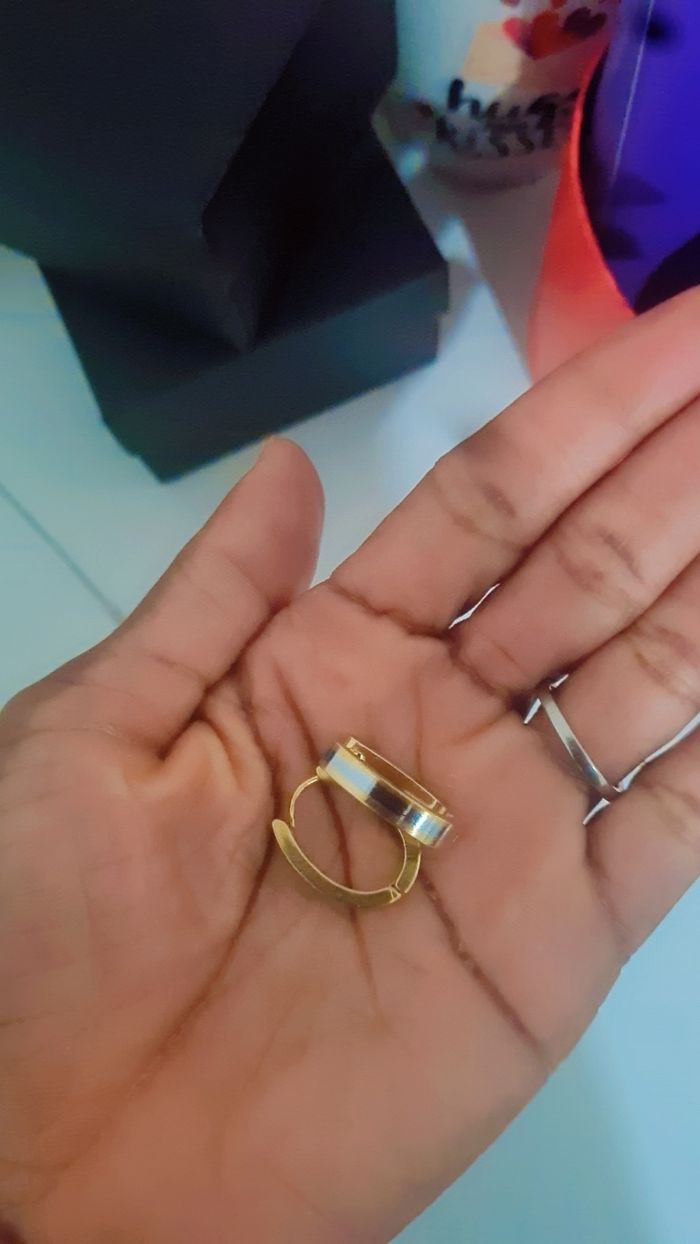 Boucle d'oreilles créole anneau,  acier inoxydable - photo numéro 2