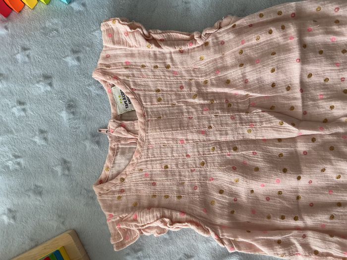 robe sans manches rose à pois dorés 6 mois tape à l'oeil - photo numéro 5