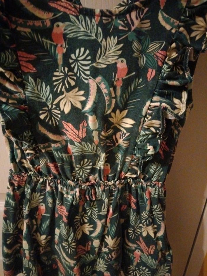 Robe verte foncé dessin tropical - photo numéro 2