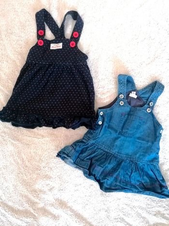 Lot 2 robes salopettes 12 mois fille