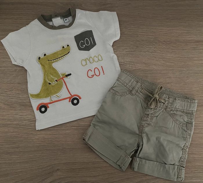 Ensemble été t-shirt manches courtes et short 6 mois