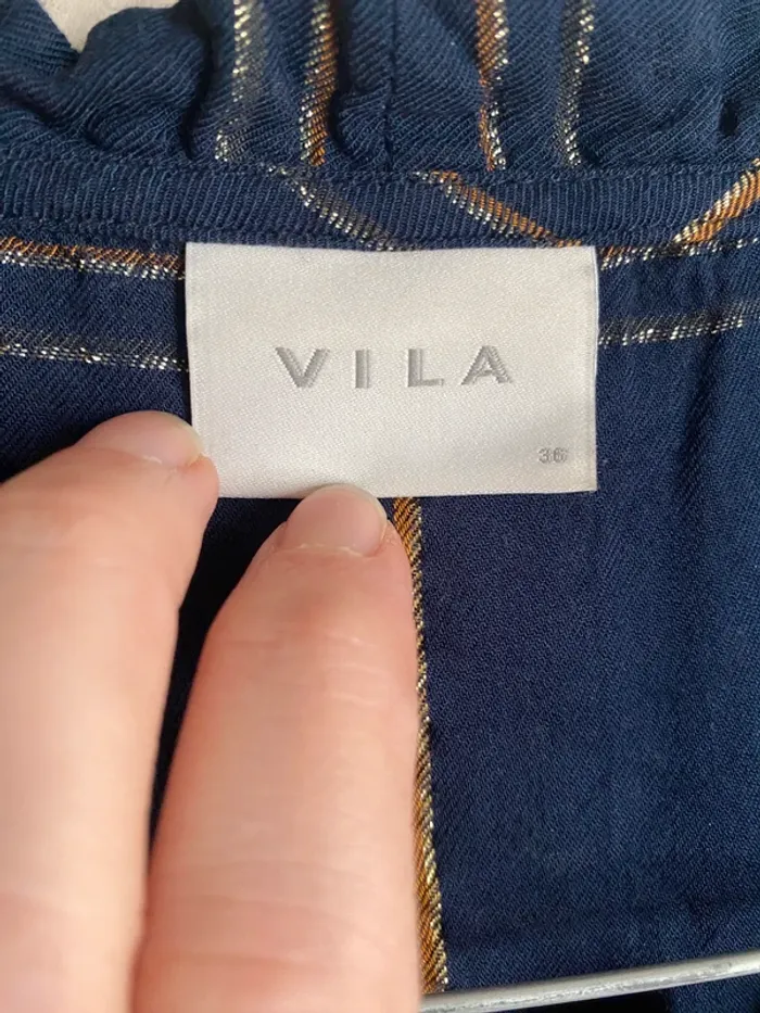 Chemise Vila bleue à carreaux - photo numéro 3