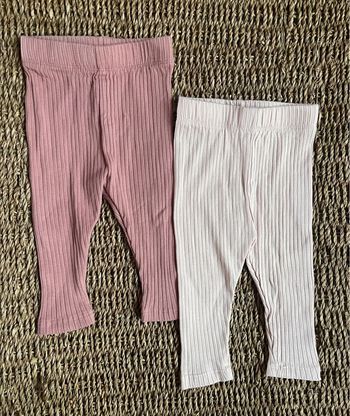 2 leggings côtelés roses twins
