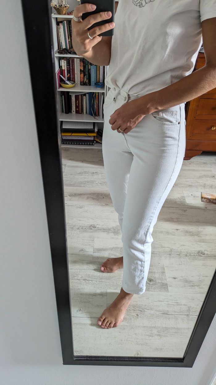 Denim blanc taille haute