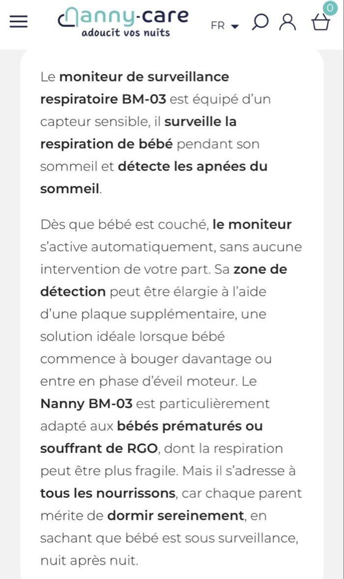Moniteur respiratoire Nanny care Bm-03 - photo numéro 2