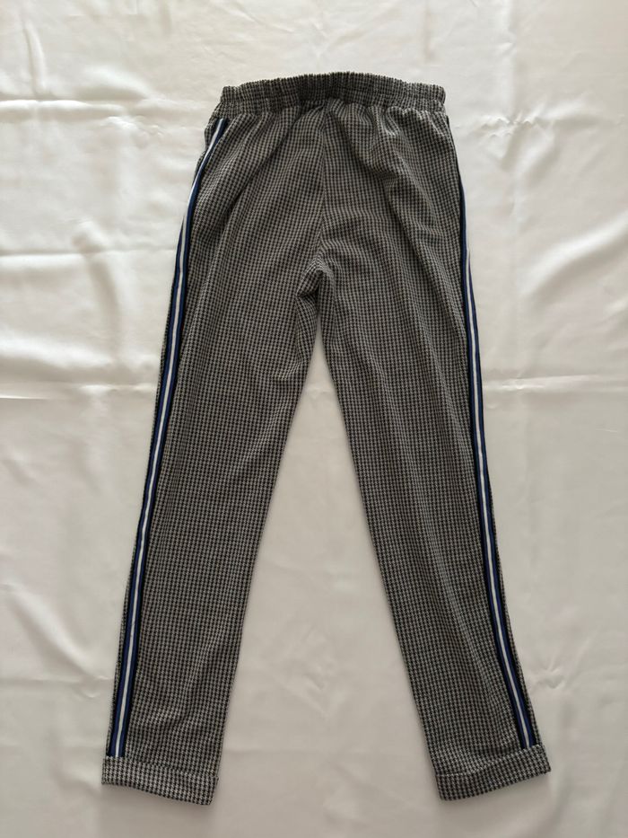 Pantalon habillé à motif pied de poule noir et blanc avec bandes bleu - Primark - XS/34 - photo numéro 2