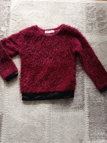 Pull fourrure bordeaux 