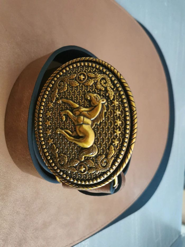 Ceinture de cowboy country cheval doré - photo numéro 2