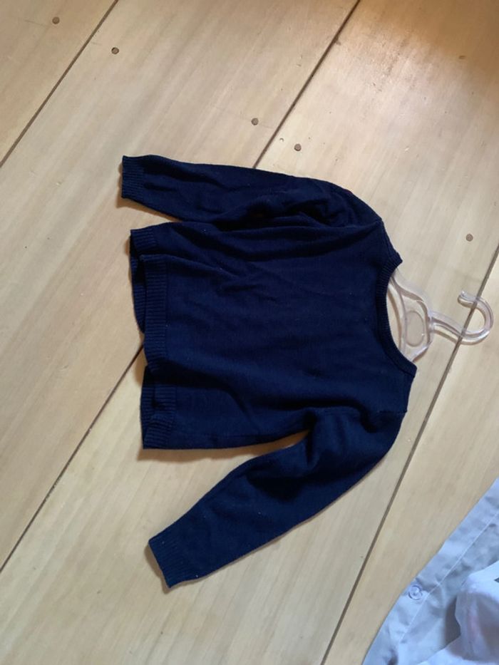 Gilet bleu marine grain de blé 36 mois - photo numéro 8