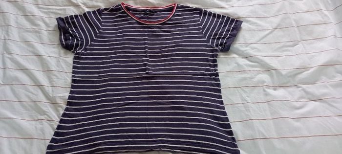 Tee-Shirt Burton bleu marine rayé blanc, Taille L