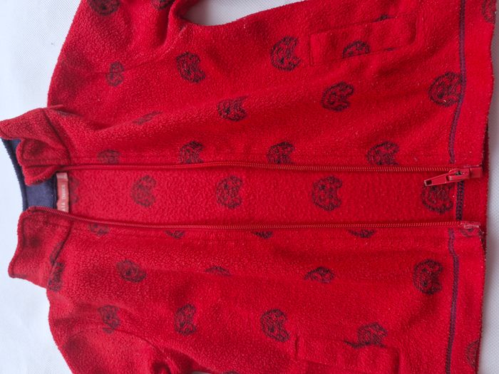Gilet polaire zippé 24 mois Tissaia Rouge avec motifs noires - photo numéro 2