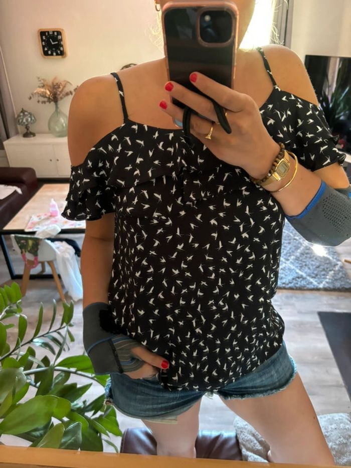 Blouse fantaisie imprimée oiseaux Promod taille s