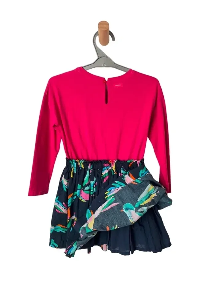 Robe à manches longues fuchsia motif oiseaux - Catimini 4 ans (104cm) - photo numéro 4