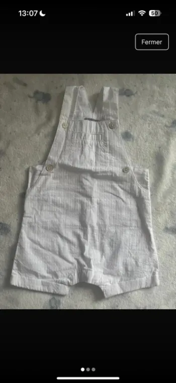 Salopette sergent major blanche bébé 6 mois neuf