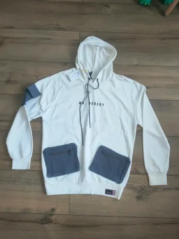 Pull sweat à capuche pour homme blanc L