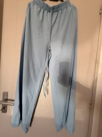 Pantalon en lin bleu en taille L