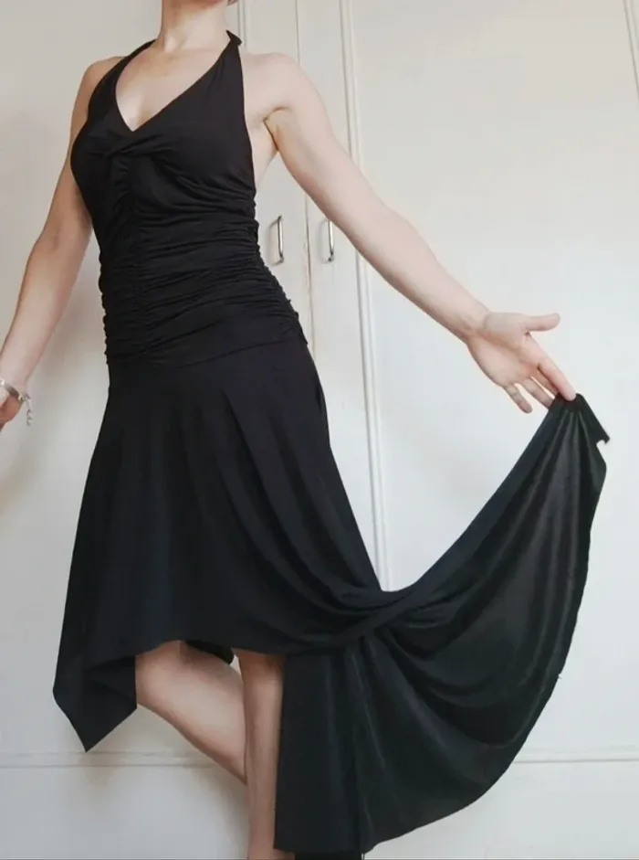 🖤robe noir satiné femme adc Esprit taille sm 36 /38 tendance sexy chic - photo numéro 5