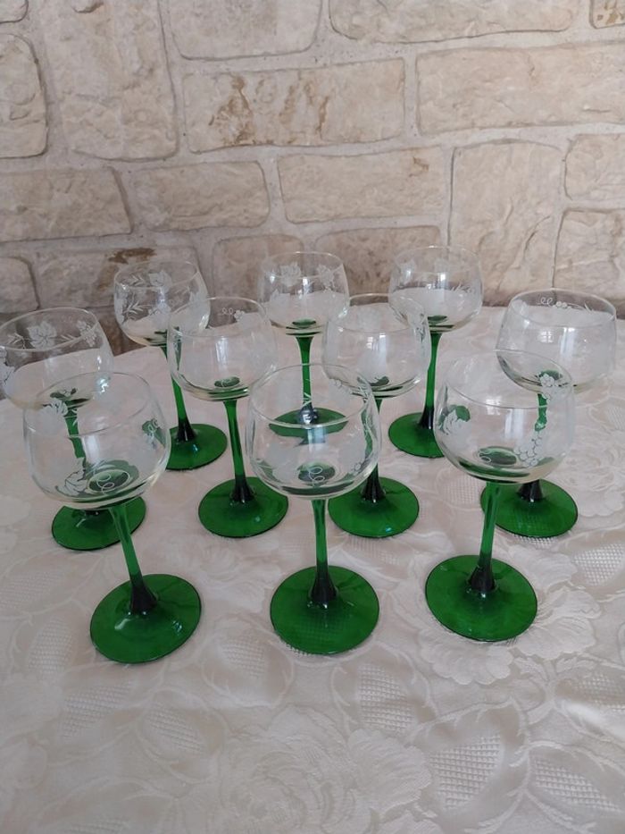 10 verres à vin blanc d'Alsace/ très bon état