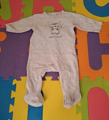 Pyjama grenouillère 1 pièce gris pingouin, taille 3 mois (62 cm)