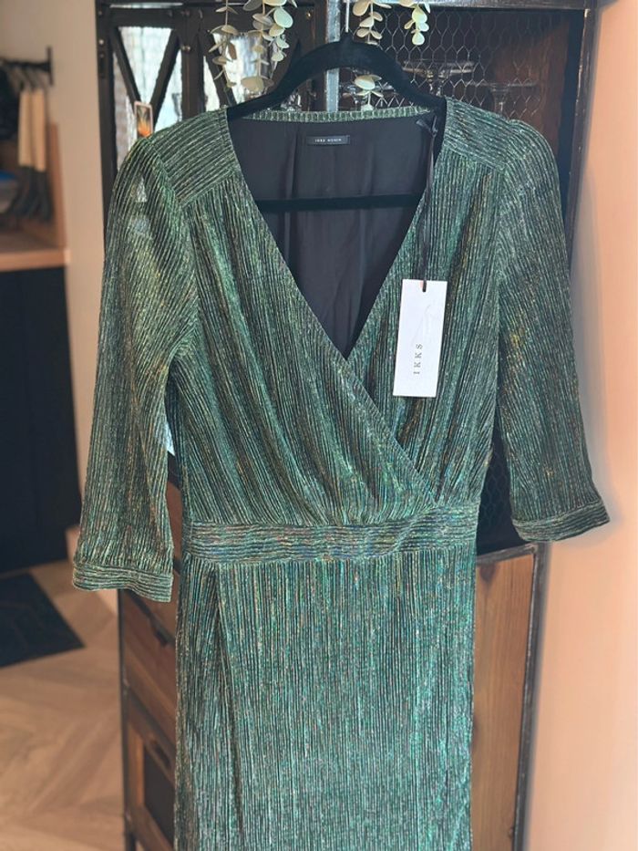 Robe longue IKKS vert métallisé – Taille 36 – Neuve étiquette - photo numéro 3
