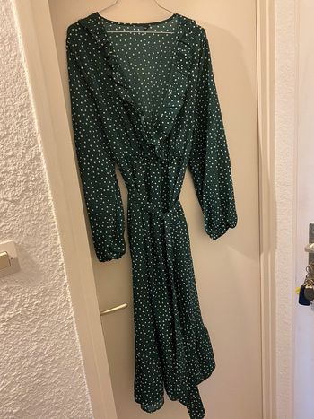 Robe cache coeur verte a pois blanc xl