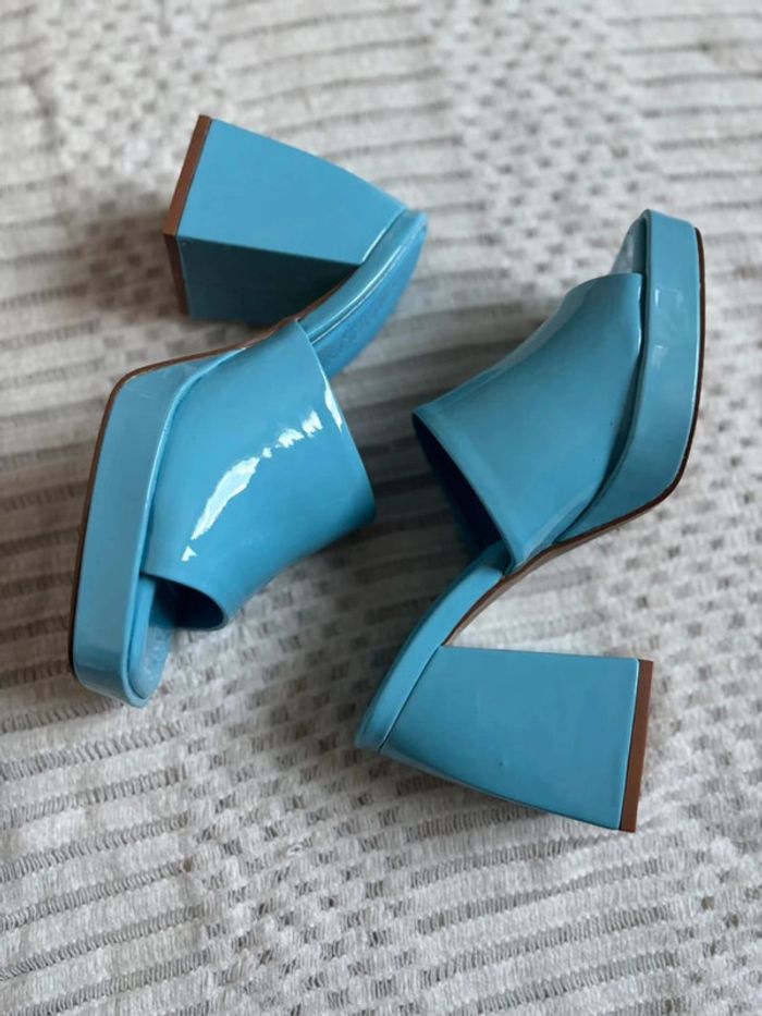 Sabots à talons femme vernis bleu pastel 38 - photo numéro 3
