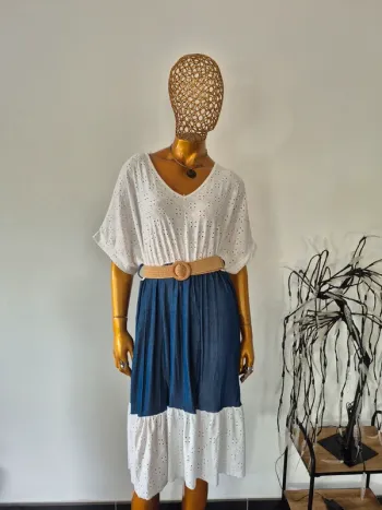 Robe Magique Bleue et Blanche Femme avec ceinture Taille Unique