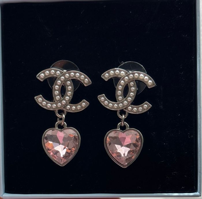 Boucles d’oreilles pendantes argenté zircon rose - photo numéro 2