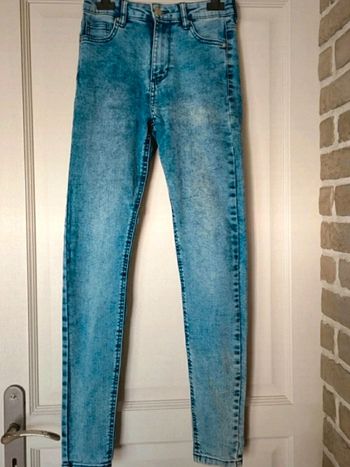 Jean skinny bleu effet neige Bershka XS 34